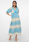 Vero Moda Rosanna Aztec Print Maxi Dress, Birch & Ibiza Blue