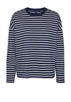 Vero Moda Abby Round Neck Stripe Sweatshirt, Navy Blazer