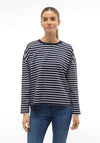 Vero Moda Abby Round Neck Stripe Sweatshirt, Navy Blazer