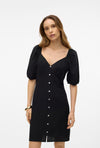 Vero Moda Mymilo Linen Blend Button Mini Dress, Black