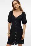 Vero Moda Mymilo Linen Blend Button Mini Dress, Black