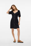 Vero Moda Mymilo Linen Blend Button Mini Dress, Black