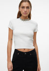 Vero Moda Chloe Cropped Ribbed T Shirt, White