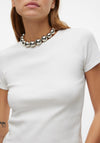 Vero Moda Chloe Cropped Ribbed T Shirt, White