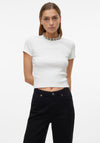 Vero Moda Chloe Cropped Ribbed T Shirt, White
