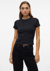Vero Moda Chloe Cropped Ribbed T Shirt, Black