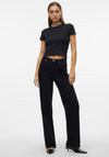 Vero Moda Chloe Cropped Ribbed T Shirt, Black