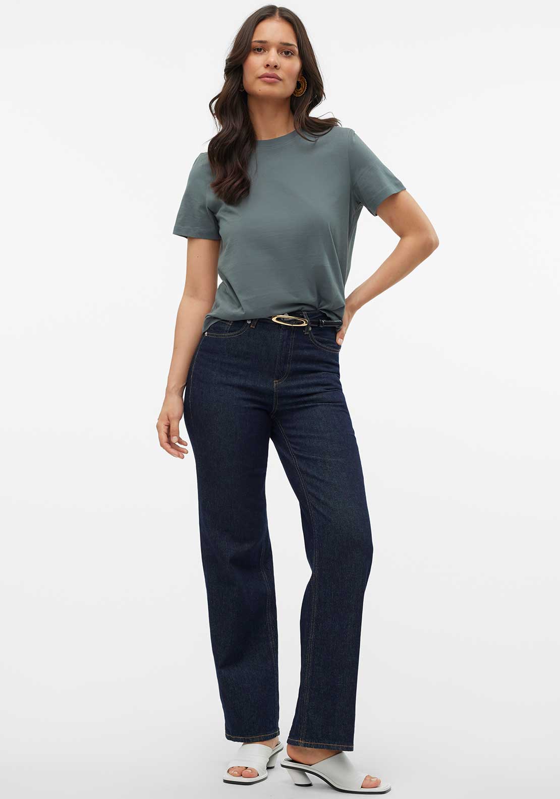 Vero Moda Paulina Short Sleeve T Shirt, Green