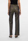 Vero Moda Tessa Gold Metallic Coated Wide Leg Jeans, Medium Blue