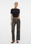 Vero Moda Tessa Gold Metallic Coated Wide Leg Jeans, Medium Blue
