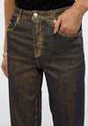 Vero Moda Tessa Gold Metallic Coated Wide Leg Jeans, Medium Blue