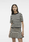Vero Moda Gold Striped Round Neck Knit Top, Black & Birch