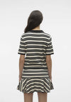 Vero Moda Gold Striped Round Neck Knit Top, Black & Birch
