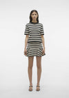 Vero Moda Gold Striped Round Neck Knit Top, Black & Birch