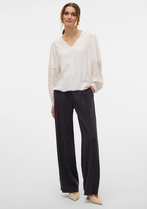 Vero Moda Carmen Pleated Wide Leg Trousers, Grey