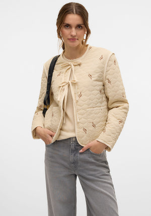 Vero Moda Evelyn Embroidered Quilted Jacket, Beige