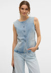 Vero Moda Siola Denim Buttoned Waistcoat, Blue