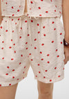 Vero Moda Odette Strawberry Print Shorts, Cream