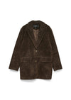 Vero Moda Pernille Long Sleeve Suede Jacket, Brown