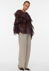 Vero Moda Sabrina Frill Sheer Blouse, Brown