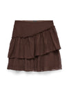 Vero Moda Sabrina High Waisted Flounce Mini Skirt, Brown