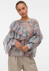 Vero Moda Sabrina Frill Sheer Floral Blouse, Multi