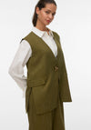 Vero Moda Kylan Pinstripe Long Waistcoat, Green