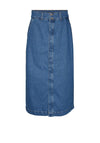 Vero Moda Julia High Rise Denim Midi Skirt, Medium Blue Denim