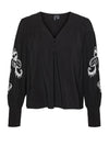 Vero Moda Charlotte Embroidered Sleeve Top, Black