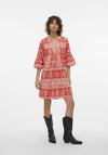 Vero Moda Dicthe Printed Tunic Smock Mini Dress, Cayenne