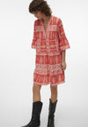 Vero Moda Dicthe Printed Tunic Smock Mini Dress, Cayenne