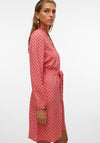 Vero Moda Moa Printed V Neck Shift Dress, Raspberry Sorbet
