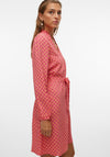 Vero Moda Moa Printed V Neck Shift Dress, Raspberry Sorbet