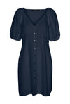 Vero Moda Mymilo Linen Blend Button Mini Dress, Navy Blazer