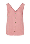 Vero Moda Bumpy Stripe V Neck Top, Cayenne & Snow White