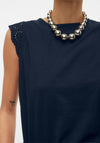 Vero Moda Emily Brodie Cap Sleeve Top, Navy Blazer