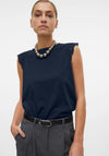 Vero Moda Emily Brodie Cap Sleeve Top, Navy Blazer