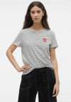 Vero Moda Francis Stripe T-Shirt, Snow White & Black