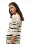 Vero Moda Minou Crochet Sweater, Birch & Black