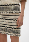 Vero Moda Minou Crochet Mini Skirt, Birch & Black