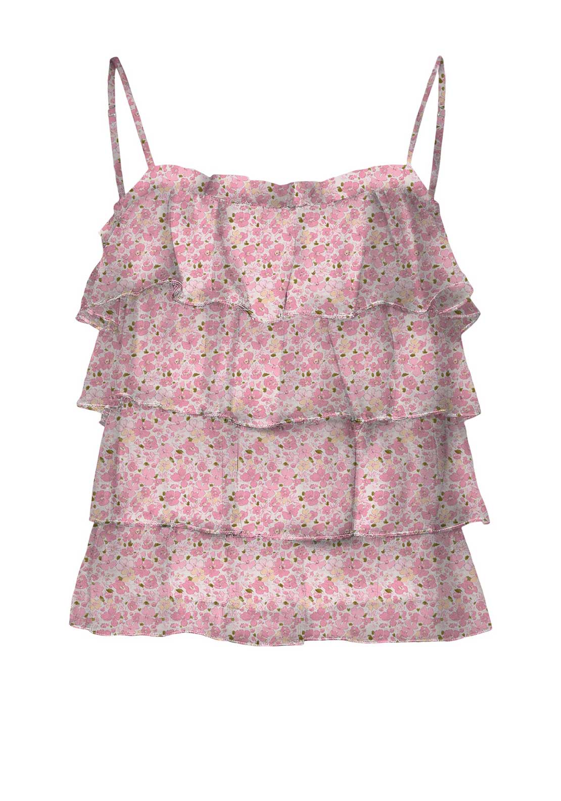 Vero Moda Milla Singlet Frill Short Top, Snow White & Wella