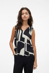 Vero Moda Easy Joy V Neck Top, Black Liza