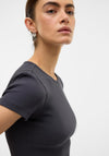 Vero Moda Chloe Cropped Ribbed T Shirt, Grey