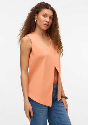 Vero Moda Goody Buttoned Waistcoat, Orange