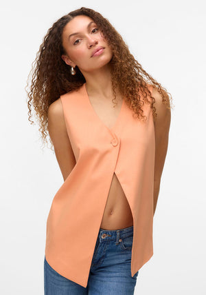 Vero Moda Goody Buttoned Waistcoat, Orange