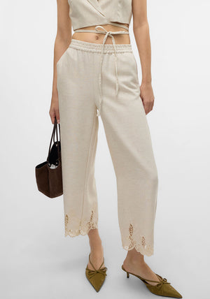 Vero Moda Soffie Lace Detail Culottes, Beige