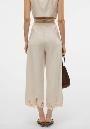 Vero Moda Soffie Lace Detail Culottes, Beige