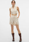 Vero Moda Soffie Lace Detail Shorts, Beige