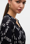 Vero Moda Brina Printed V Neck Dress, Black