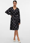Vero Moda Brina Printed V Neck Dress, Black